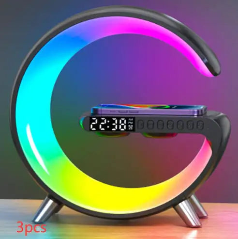 New Intelligent G Shaped LED Lamp Bluetooth Speake Wireless Charger Atmosphere Lamp App Control For Bedroom Home Decor by Anti Spier