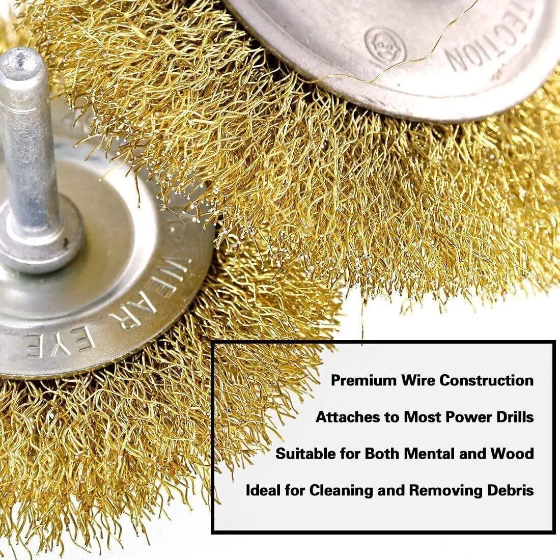 2-Pack 3 Pcs Wire Brush Wheel Set Cup Drill Bit Rust Paint Attachment 1/4" USA by Anti Spier