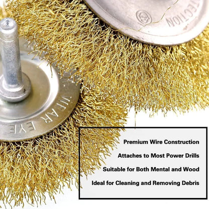 2-Pack 3 Pcs Wire Brush Wheel Set Cup Drill Bit Rust Paint Attachment 1/4" USA by Anti Spier