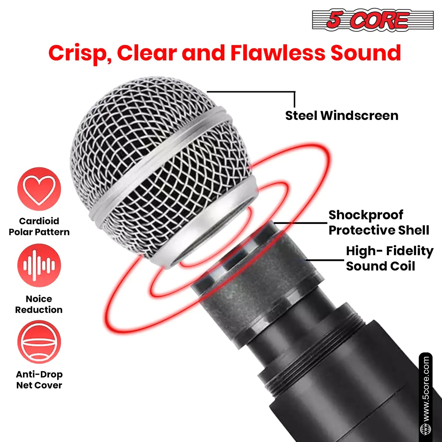 5Core Wireless Microphones VHF Microfonos Inalambricos Professional Handheld Cordless Mic by Anti Spier