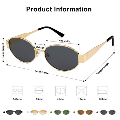 SOJOS Retro Oval Sunglasses for Women Men Trendy Sun Glasses Classic Shades UV400 Protection SJ1217 Gold/Grey by Anti Spier