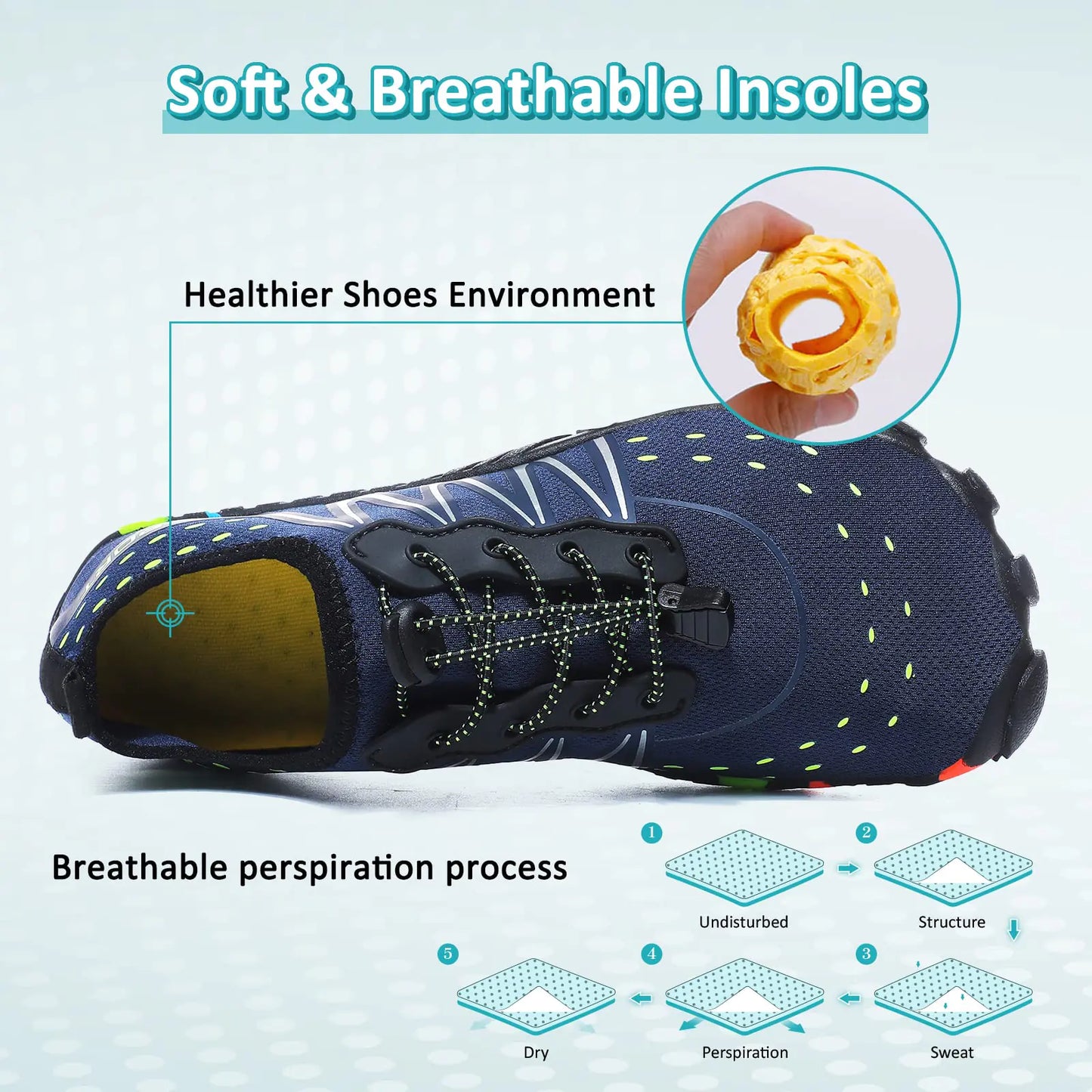 ziitop Water Shoes for Men Women Beach Barefoot Swim Rock Climbing Pool Shoes Socks, Anti-Slip Breathable Quick Dry Lightweight Slip-on, Outdoor Sport Hiking Walking Boating Fishing Diving Surfing 10.5 Women/9.5 Men Blue by Anti Spier