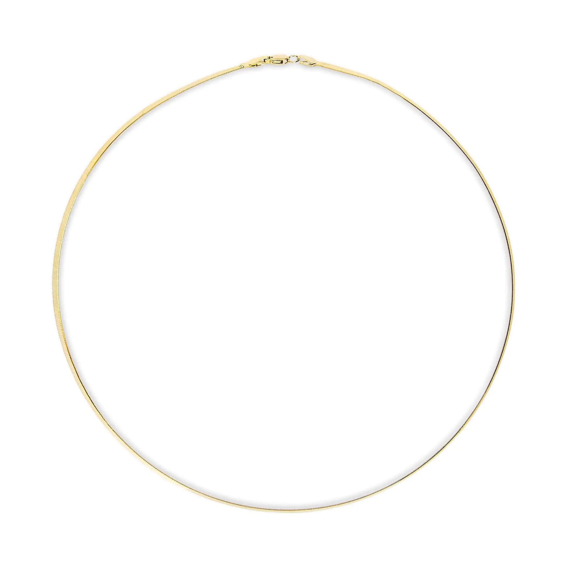 Unisex Solid 14K Gold 2.8mm Imperial Herringbone Chain Necklace by Anti Spier