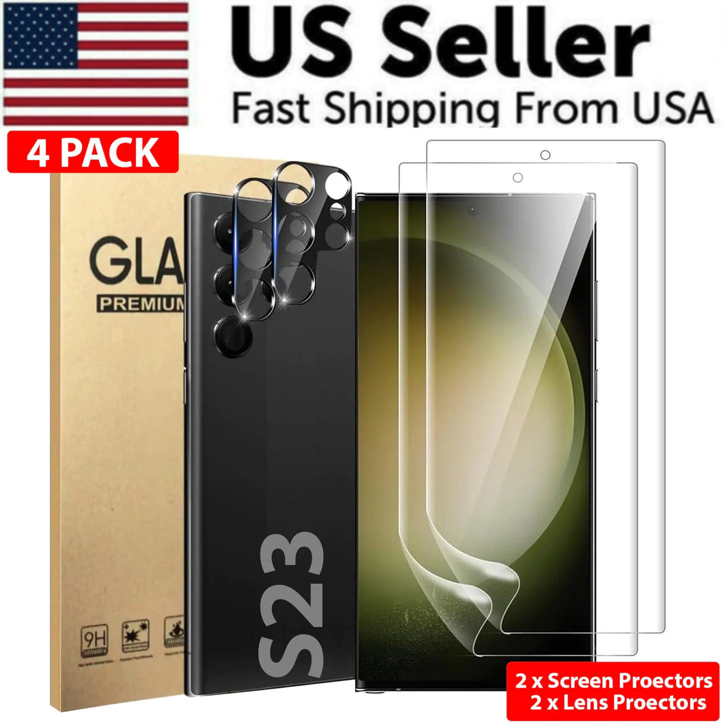 Tempered Glass Screen Protector Lens Hydrogel For Samsung S23 S22 Ultra Plus USA by Anti Spier