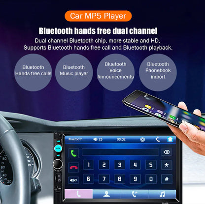 7" Double 2 DIN Car MP5 Player Bluetooth Touch Screen Stereo Radio With Camera by Anti Spier