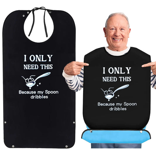 Funny Adult Bibs for Men Waterproof and Reusable Bibs for Adults Washable Adult Bibs for Eating with Crumb Catcher Clothing Protectors for Elderly Special Needs by Anti Spier
