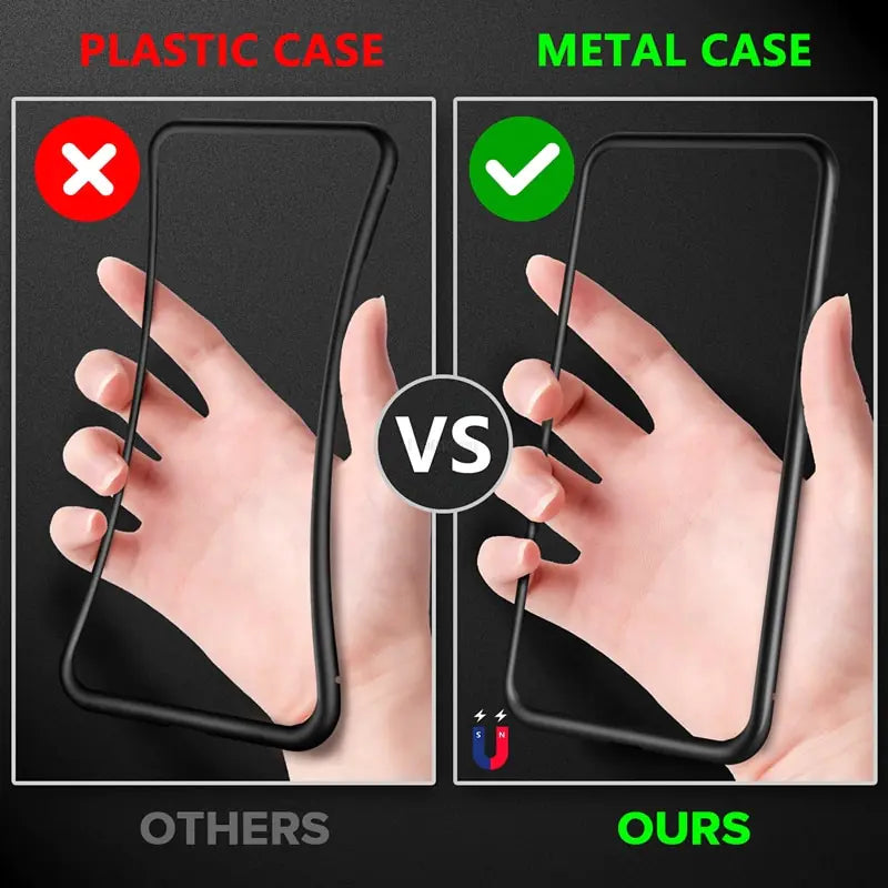 Magnetic Tempered Glass Privacy Metal Case iphone by Anti Spier