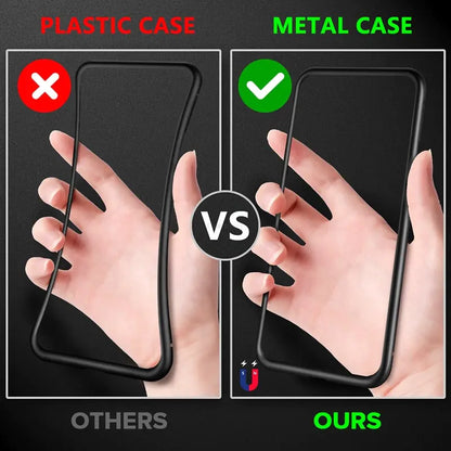 Magnetic Tempered Glass Privacy Metal Case iphone by Anti Spier