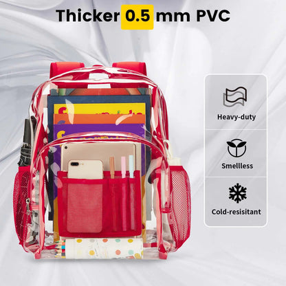 Vorspack Clear Backpack Heavy Duty - PVC Transparent Backpack Large Clear Book Bag for College Work Red by Anti Spier