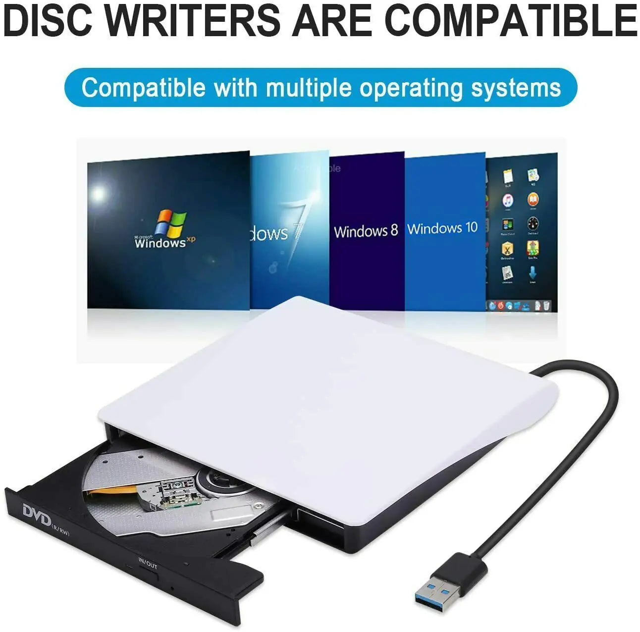Slim External CD DVD Drive USB 3.0 Disc Player Burner Writer For Laptop PC Mac by Anti Spier