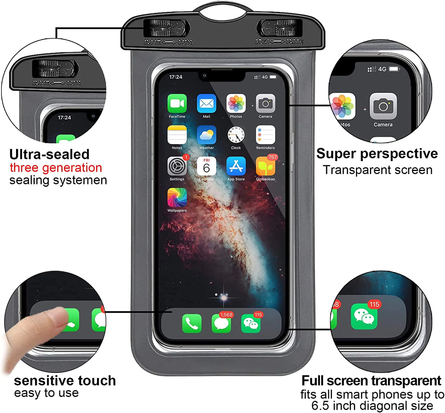 3 Pack Waterproof Floating Cell Phone Pouch Dry Bag Case Cover For Phone Samsung by Anti Spier