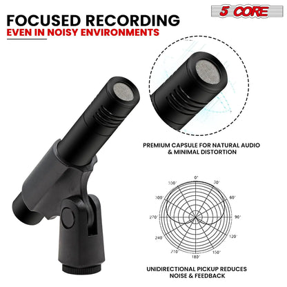 5Core Dynamic Instrument Microphone Professional XLR Cardioid Pencil Stick Condenser Mic by Anti Spier