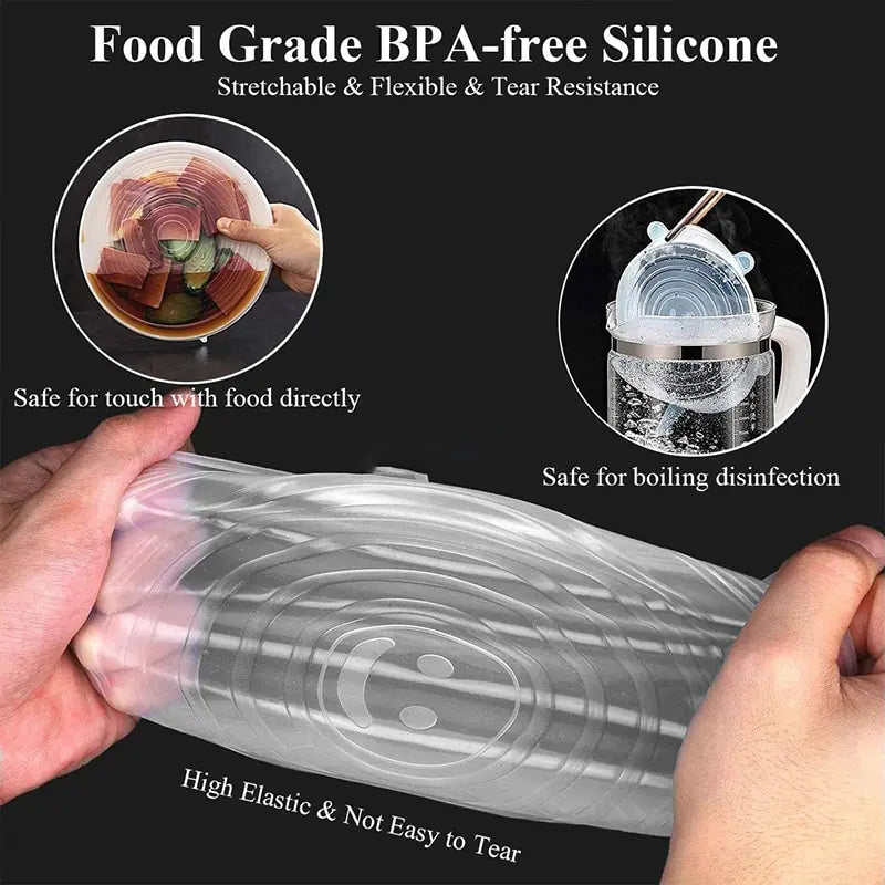Silicone Stretch Lids Reusable Airtight Food Wrap Covers by Anti Spier