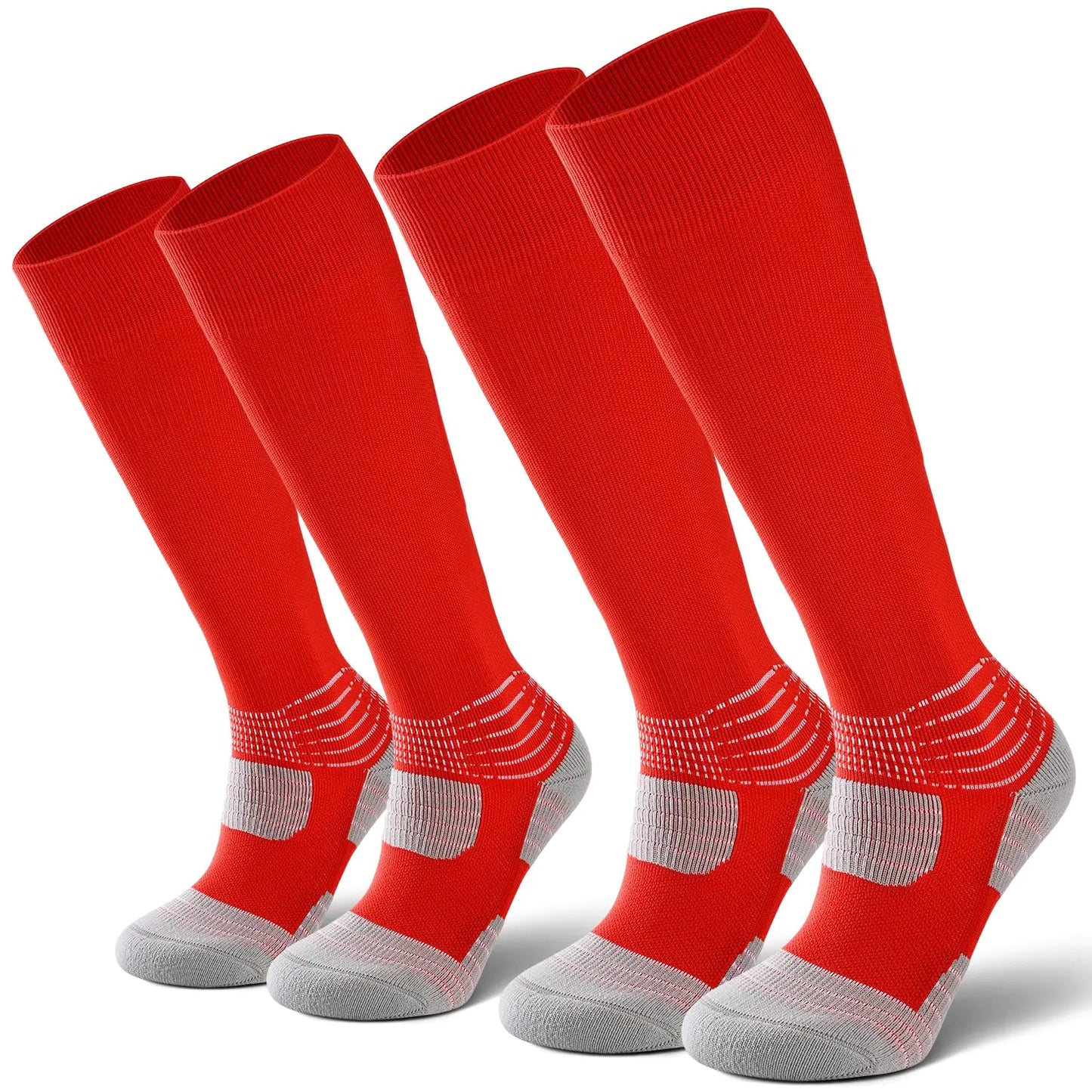 IRAMY Compressive Soccer Socks Ankle Compression Support Coolmax Wicking Anti-Slip Football Baseball Softball 1/2/3 Packs Small Red-two Packs by Anti Spier