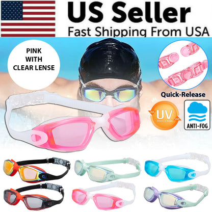 Clear Comfortable Swimming Goggles UV- Anti-Fog Swim Glasses Mirror Adult & Kids by Anti Spier