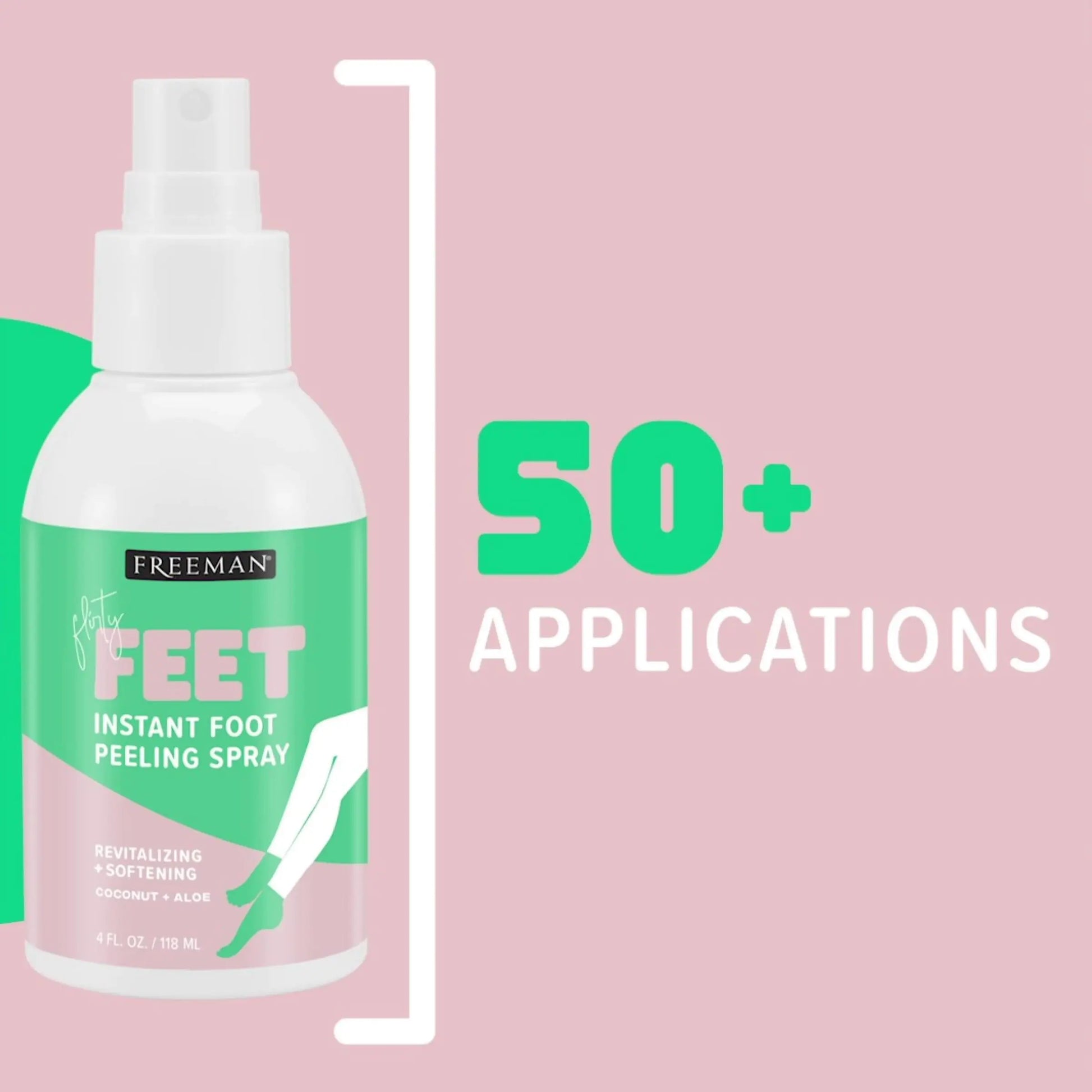 Freeman Flirty Feet Coconut and Aloe Instant Peeling Foot Spray, Softening Foot Peel Mask Exfoliates & Removes Dead Skin, Moisturizes Dry Feet, Clean Ingredients, 4 fl.oz./ 118 ml Bottle (Pack of 2) 4 Fl Oz (Pack of 2) Foot Peel Spray, 1 Count by Anti Spier