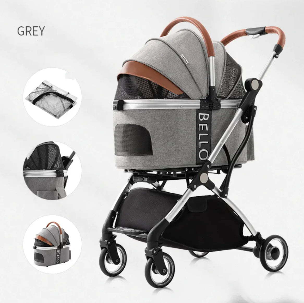 Foldable Four-Wheel Pet Stroller by Anti Spier