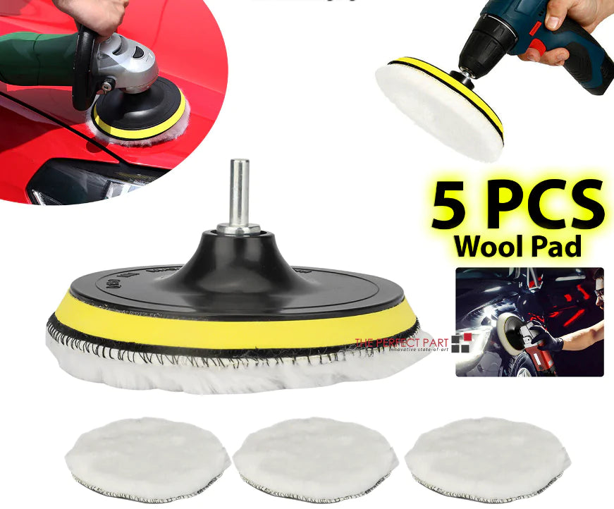 5PCS 6" Buffing Polishing Pad Wool Wheel Mop Kit For Car Polisher Drill Adapter by Anti Spier