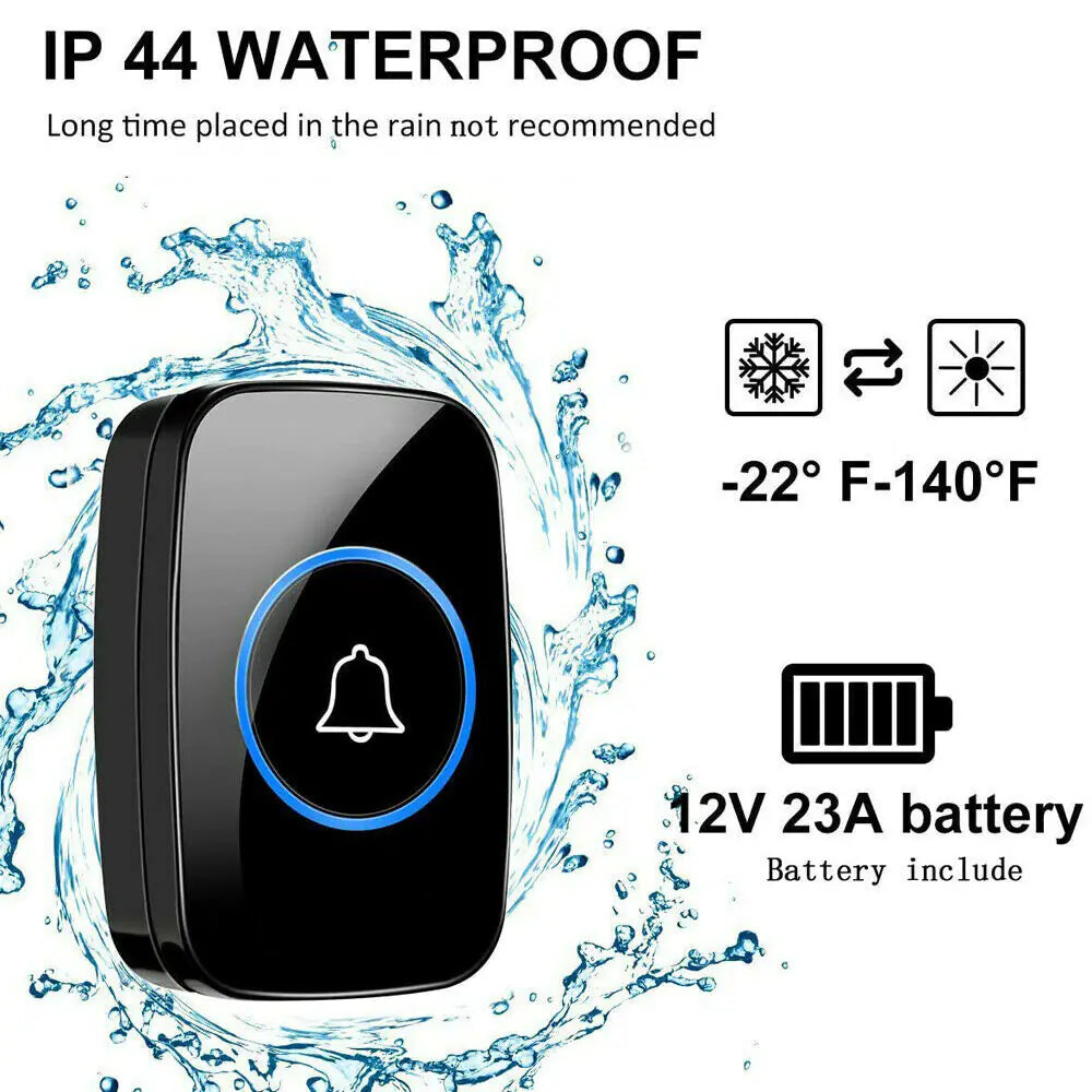 Wireless Doorbell Chime Waterproof Plugin Receiver Adjustable Volume 1000FT Kit by Anti Spier