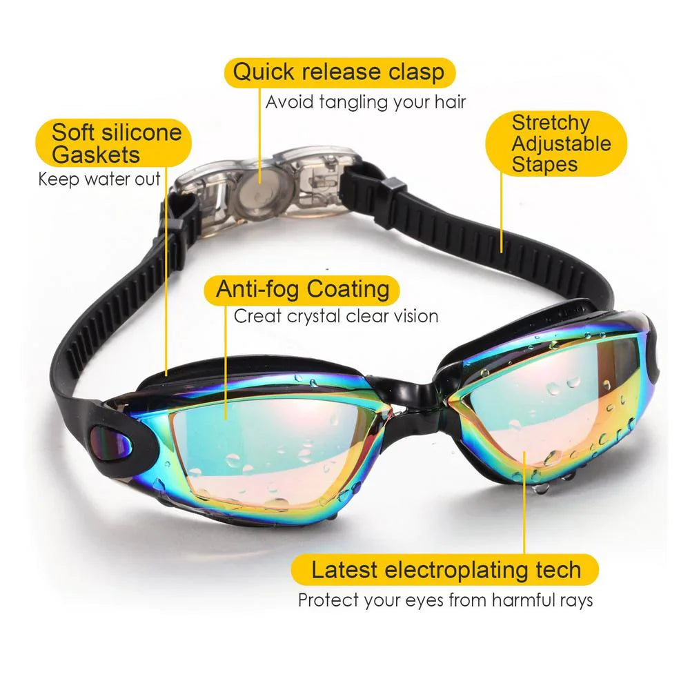 Clear Comfortable Swimming Goggles UV- Anti-Fog Swim Glasses Mirror Adult & Kids by Anti Spier