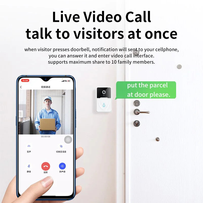 Wireless Security WiFi Smart Doorbell Intercom Video Camera Bell Chime Door Ring by Anti Spier