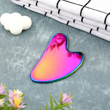Nuanchu Stainless Steel Gua Sha Facial Tools Guasha for Face Metal Gua Sha Tighten Skin Massage Guasha Beauty Tool for Body Eyes Neck Massager with Travel Pouch Skin Care Gifts (Rainbow Color) Rainbow Color by Anti Spier