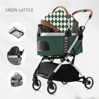 Foldable Four-Wheel Pet Stroller by Anti Spier
