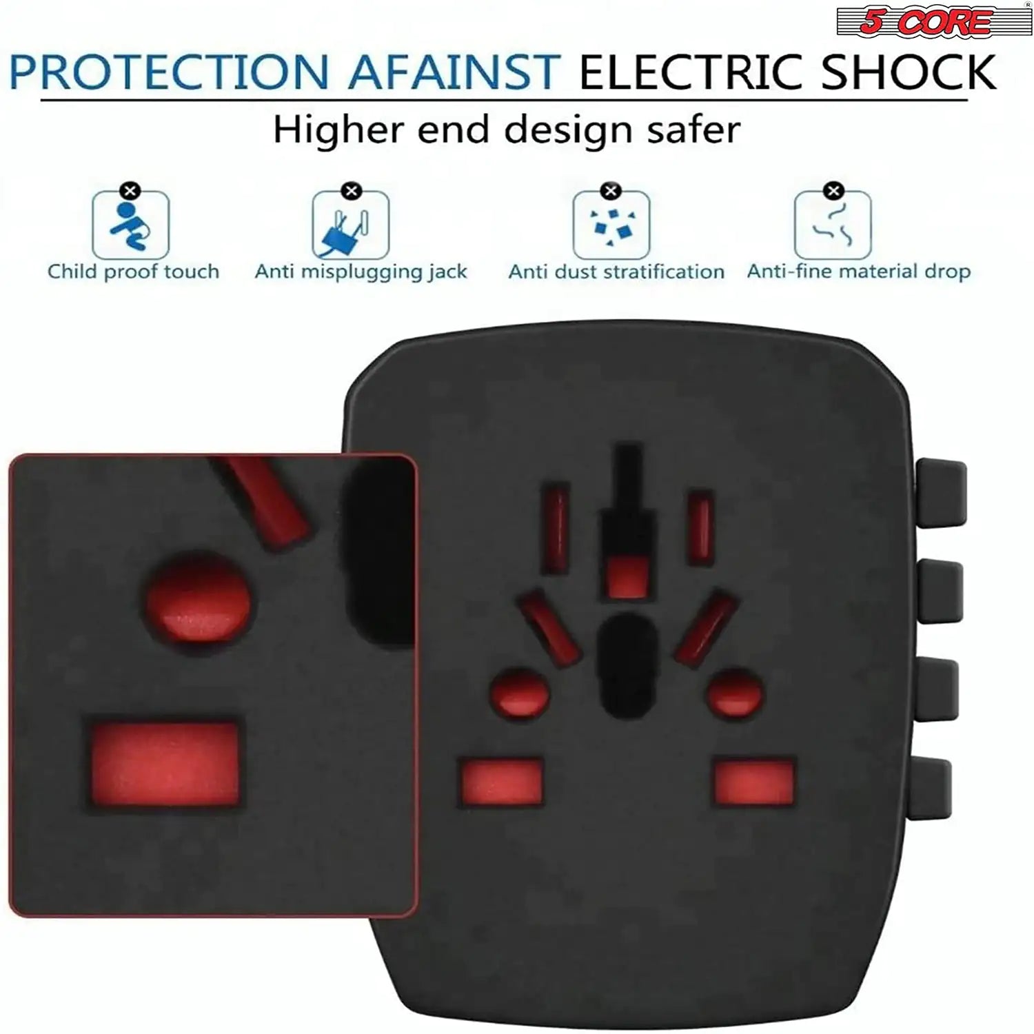 Universal Travel Adapter International Power Adapters 3 Pack Multicharger Plug w 4 USB Ports by Anti Spier