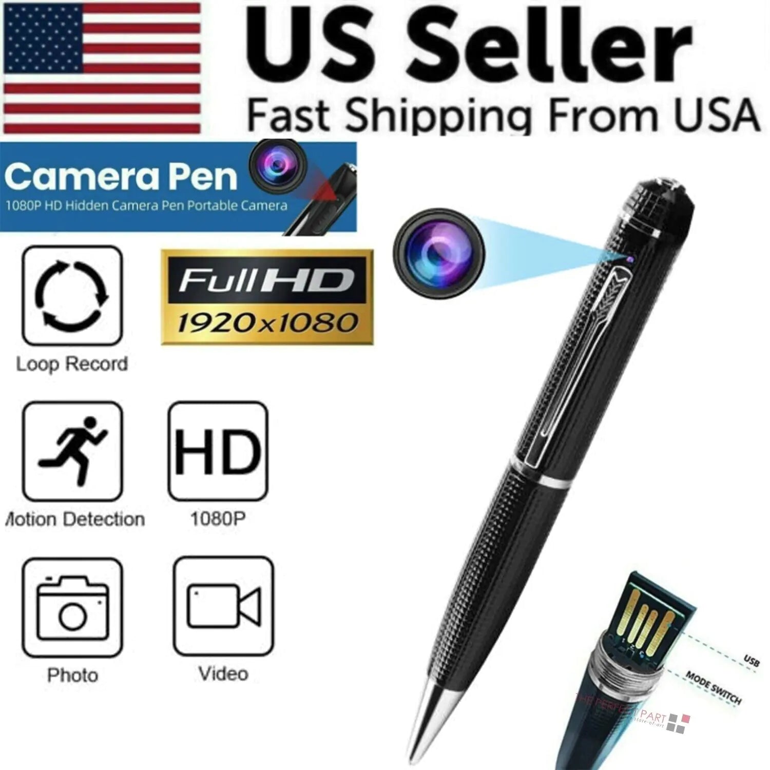 Hidden Cam Pocket Pen Camera 1080P HD Mini Body Video Recorder DVR Security USB by Anti Spier