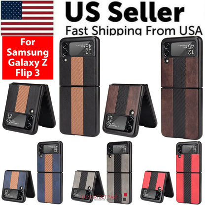 For Samsung Galaxy Z Flip 3 5G Slim Folding Leather Shockproof Phone Case Cover by Anti Spier