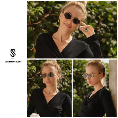 SOJOS Retro Oval Sunglasses for Women Men Trendy Sun Glasses Classic Shades UV400 Protection SJ1217 Gold/Grey by Anti Spier