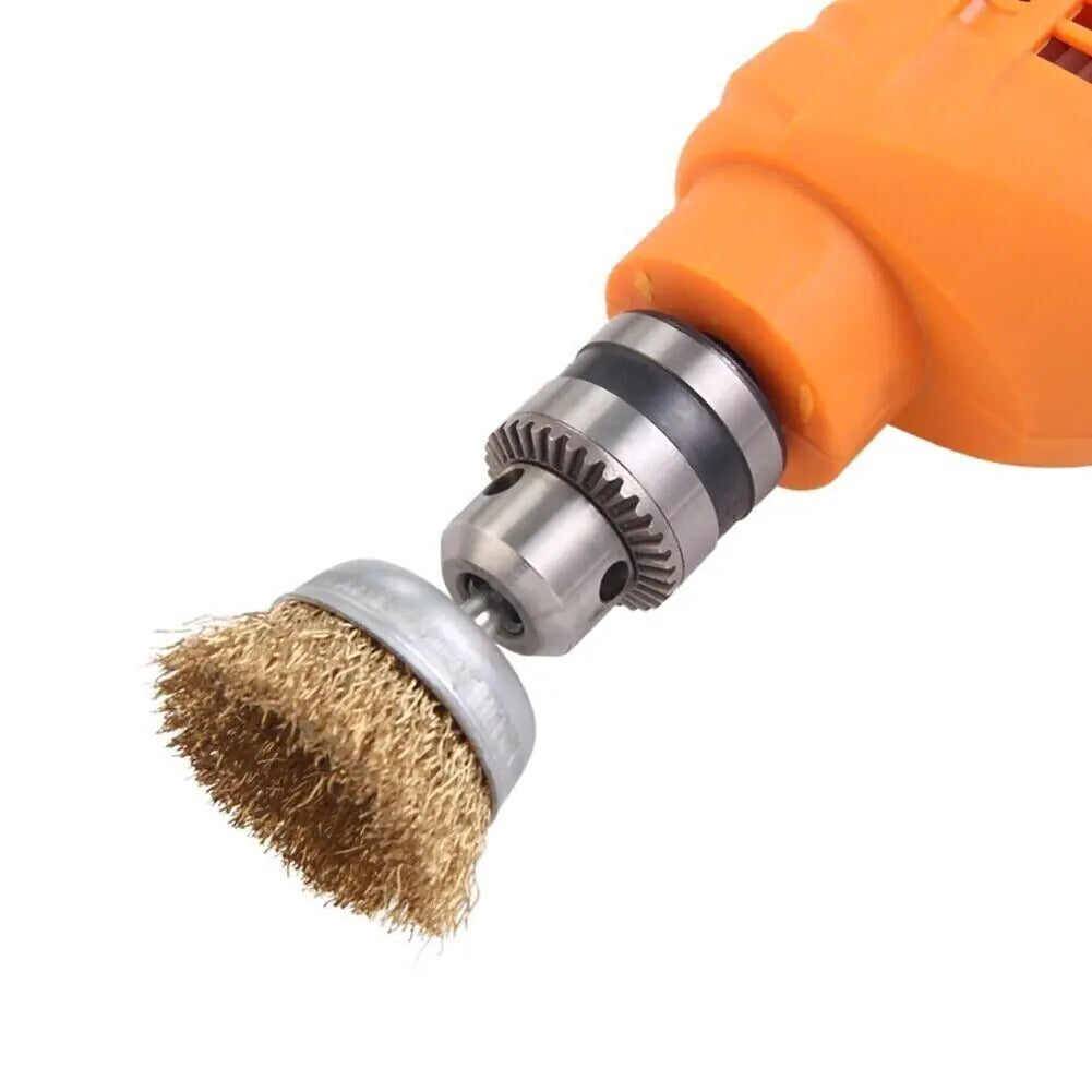 2-Pack 3 Pcs Wire Brush Wheel Set Cup Drill Bit Rust Paint Attachment 1/4" USA by Anti Spier