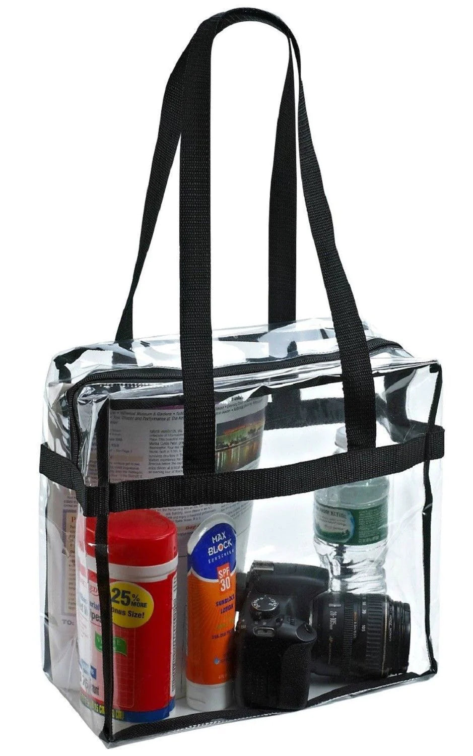 2x Clear PVC Tote Bag Women Large Transparent Handbag Zip Purse Stadium Security by Anti Spier