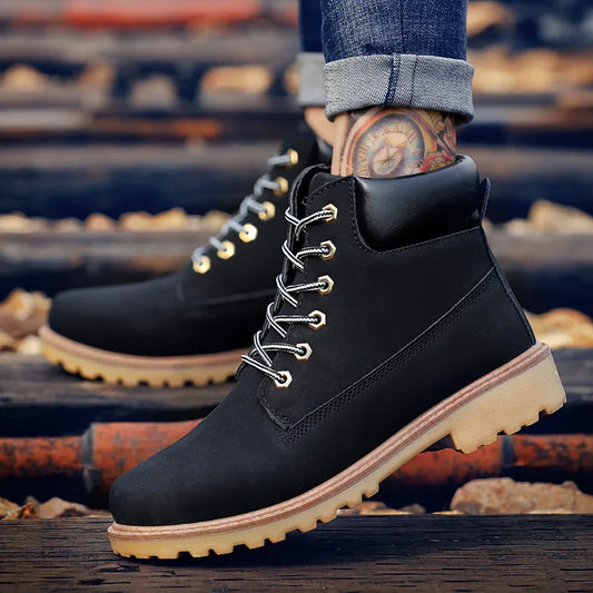 Men's PU Leather High-Top Snow Boots by Anti Spier