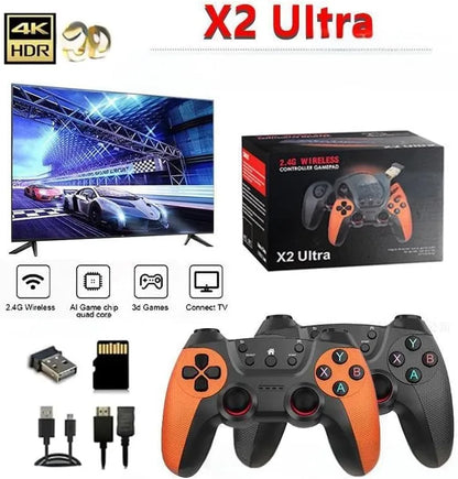 X2 Ultra Retro Game Stick 4K, Plug and Play Video Gaming Console with 128G memory card/40000+Games, HDMI Output for TV with 2.4G Wireless Controller, Retro Arcade Emulators for Kids Adults by Anti Spier