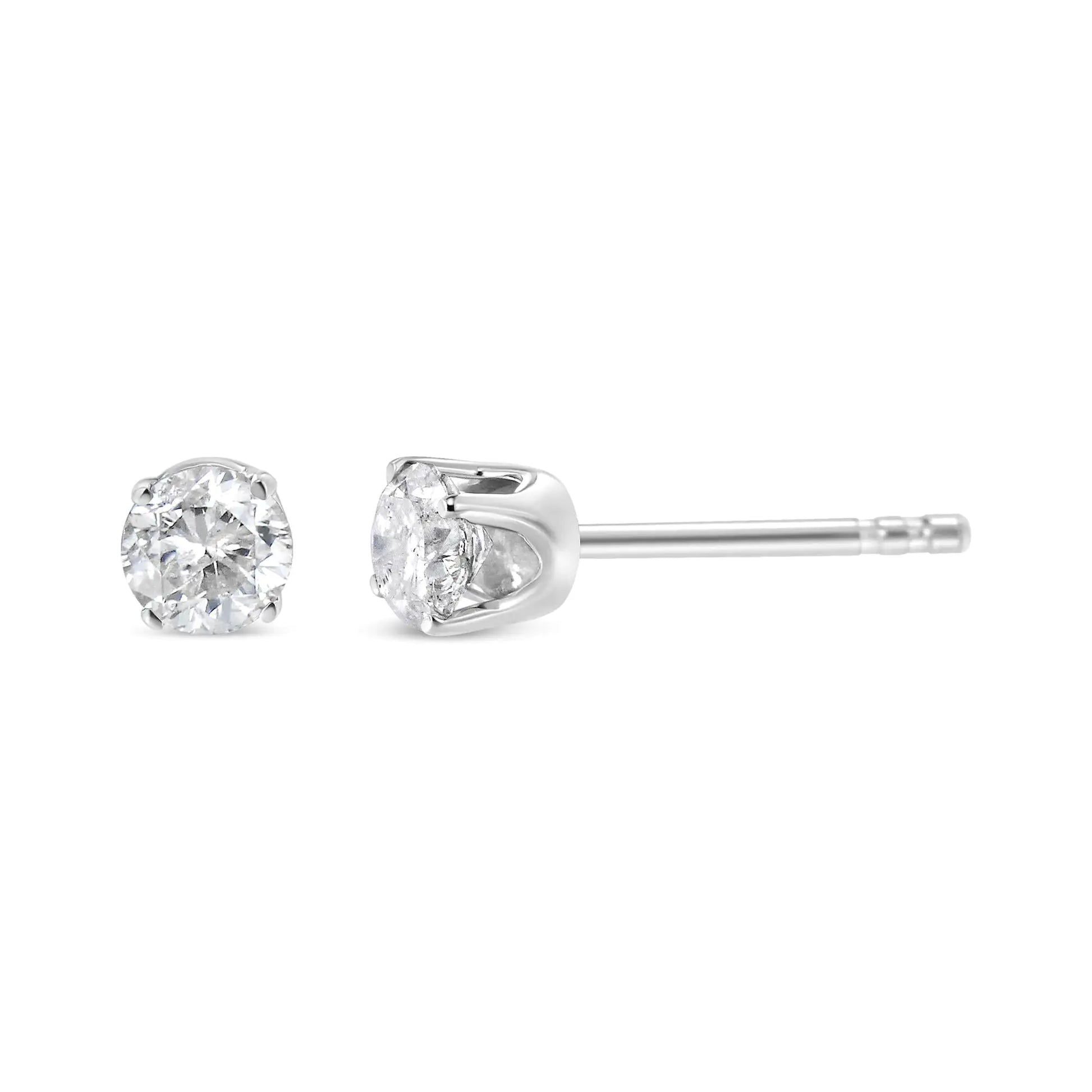 14K White Gold 1/4 Cttw Lab Grown Diamond 4-Prong Classic Solitaire Stud Earrings (G-H Color, VS2-SI1 Clarity) by Anti Spier