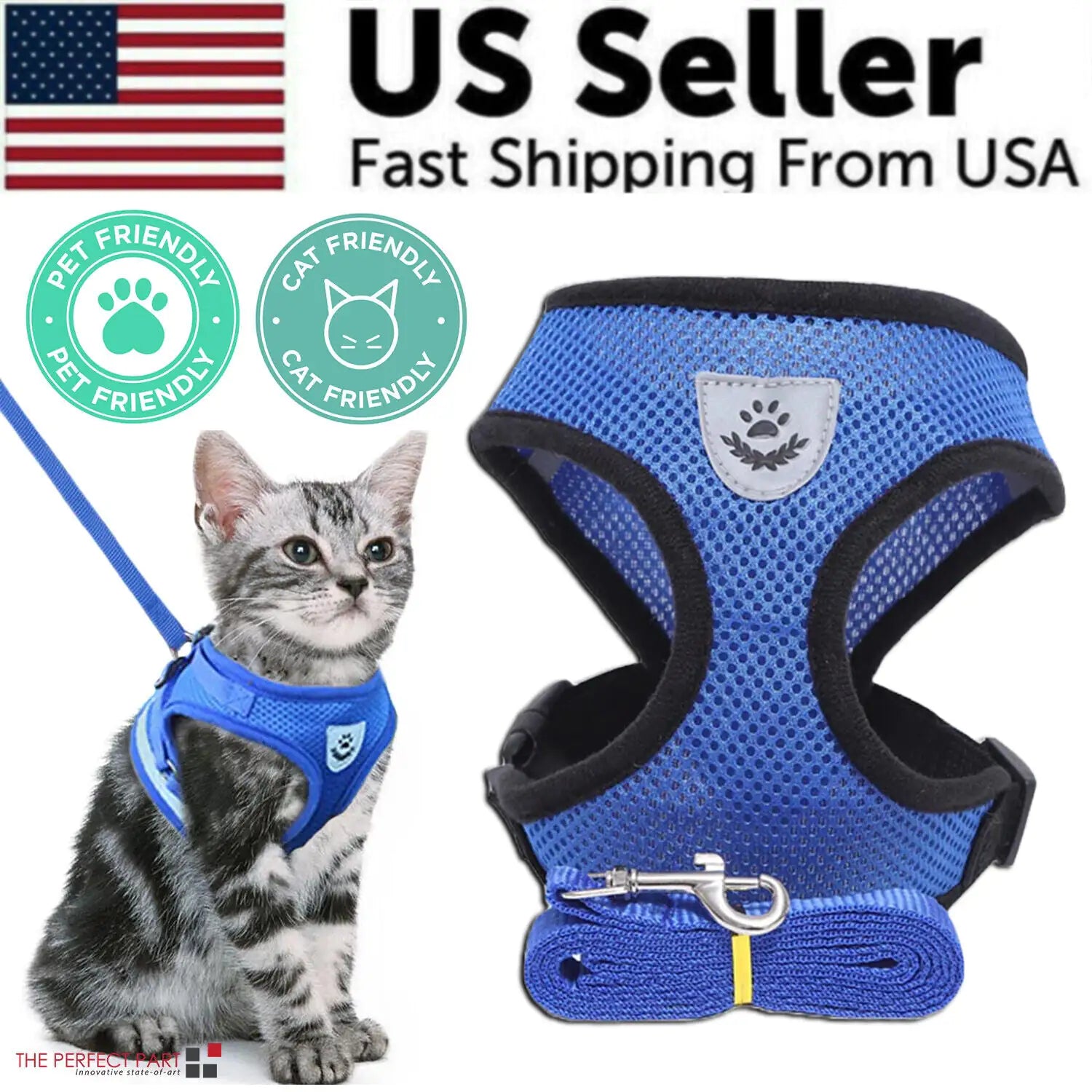 Cat Dog Pet Harness Adjustable Control Vest Dogs Reflective S M L XL Leash by Anti Spier