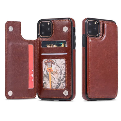 Leather Wallet Case for iPhone - Flip Cover with Card Slots & Kickstand by Anti Spier