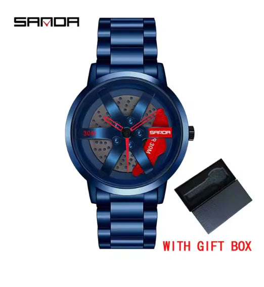 Men's 3D Car Wheel Sports Watch - Waterproof Quartz by Anti Spier