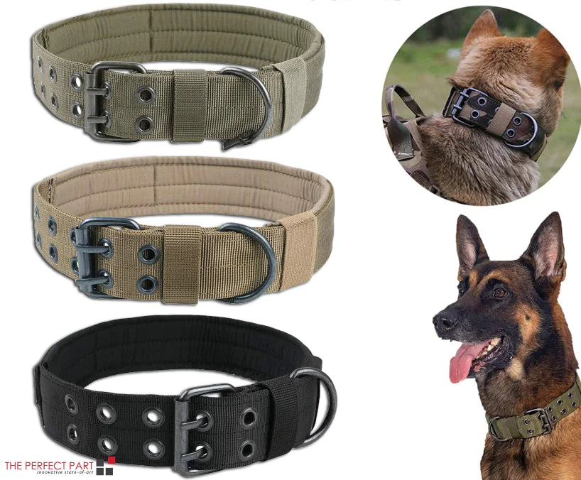 2" Wide Tactical Heavy Duty Nylon Large Dog Collar K9 Military With Metal Buckle by Anti Spier