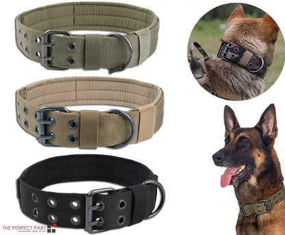 2" Wide Tactical Heavy Duty Nylon Large Dog Collar K9 Military With Metal Buckle by Anti Spier