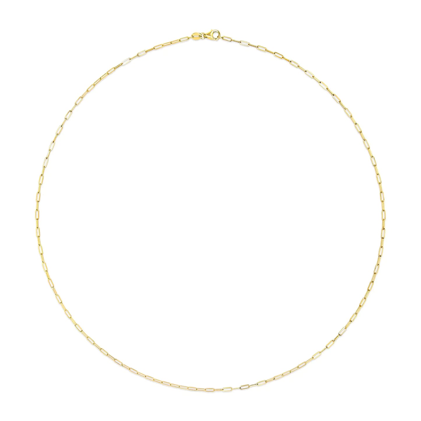 Unisex Solid 14K Gold 1.5mm Paperclip Chain Necklace - Choice of Length and Metal Color by Anti Spier