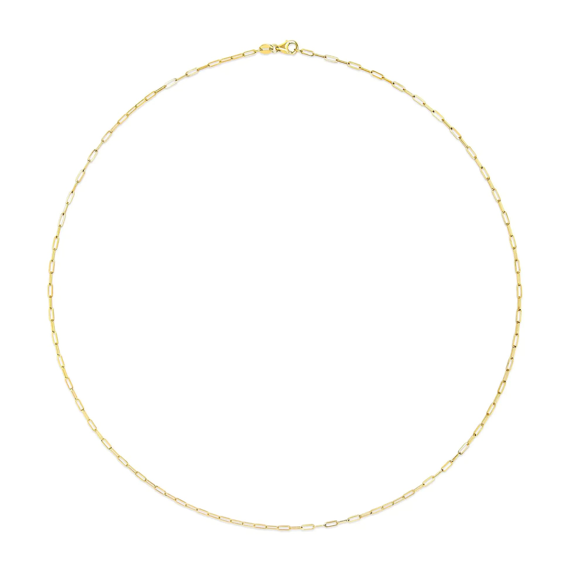 Unisex Solid 14K Gold 1.5mm Paperclip Chain Necklace - Choice of Length and Metal Color by Anti Spier