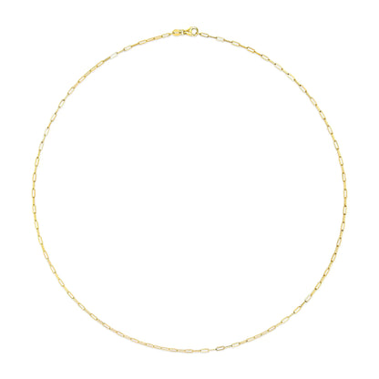 Unisex Solid 14K Gold 1.5mm Paperclip Chain Necklace - Choice of Length and Metal Color by Anti Spier