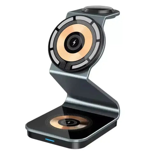 3 in 1 Transparent 15W Magnetic Wireless Charger Pad holder by Anti Spier