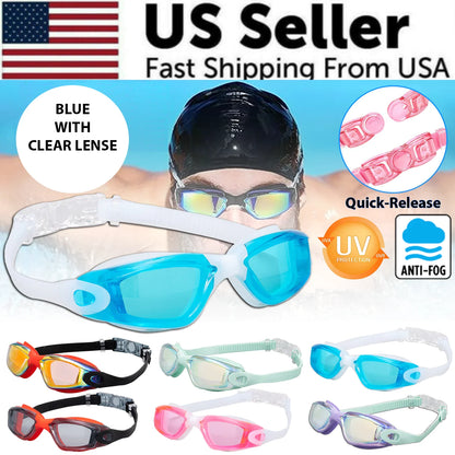 Clear Comfortable Swimming Goggles UV- Anti-Fog Swim Glasses Mirror Adult & Kids by Anti Spier