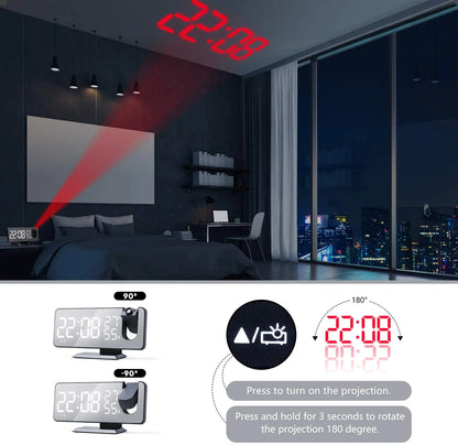 LED Projection Digital Alarm Clock Phone Charger by Anti Spier