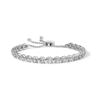14K White Gold 6.00 Cttw Diamond 4”-10” Adjustable Bolo Tennis Bracelet (I-J Color, I1-I2 Clarity) by Anti Spier