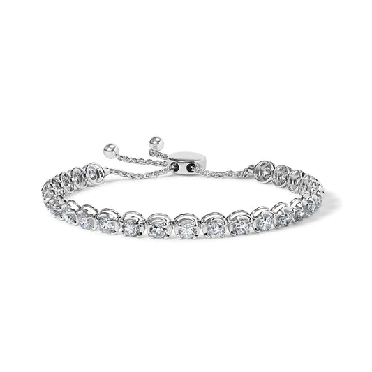 14K White Gold 6.00 Cttw Diamond 4”-10” Adjustable Bolo Tennis Bracelet (I-J Color, I1-I2 Clarity) by Anti Spier