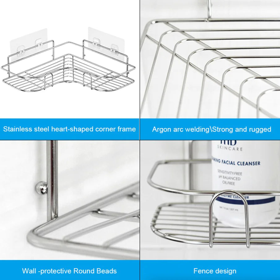 Shower Caddy Shelf Bathroom Corner Bath Storage Holder Organizer Triangular Rack by Anti Spier